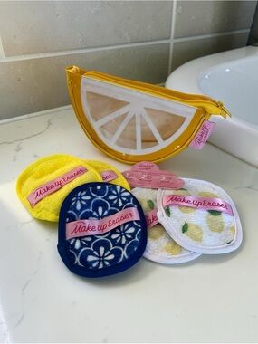 MakeUp Eraser set - Citrus Yellow Pouch with 5 Makeup Eraser Pads - all New!
